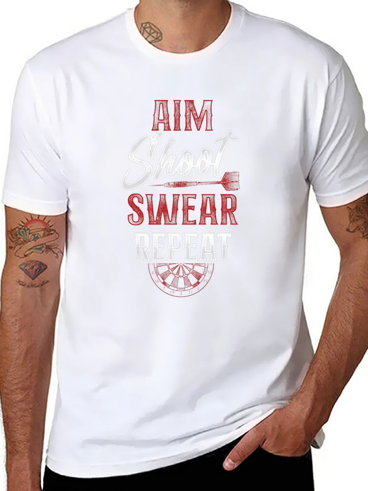 Aim Shoot Swear Repeat Dart T-Shirt product image 7