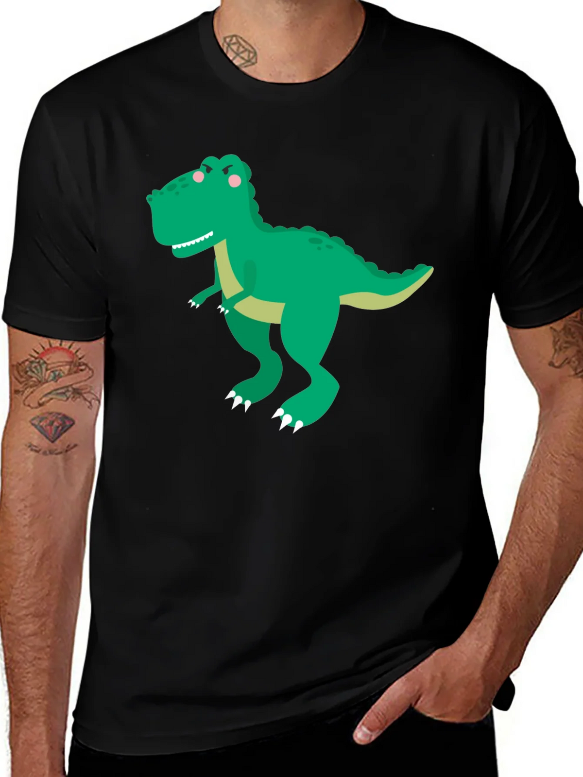 Dinosaur Graphic Tee - Classic Black Cotton T-Shirt product image 1