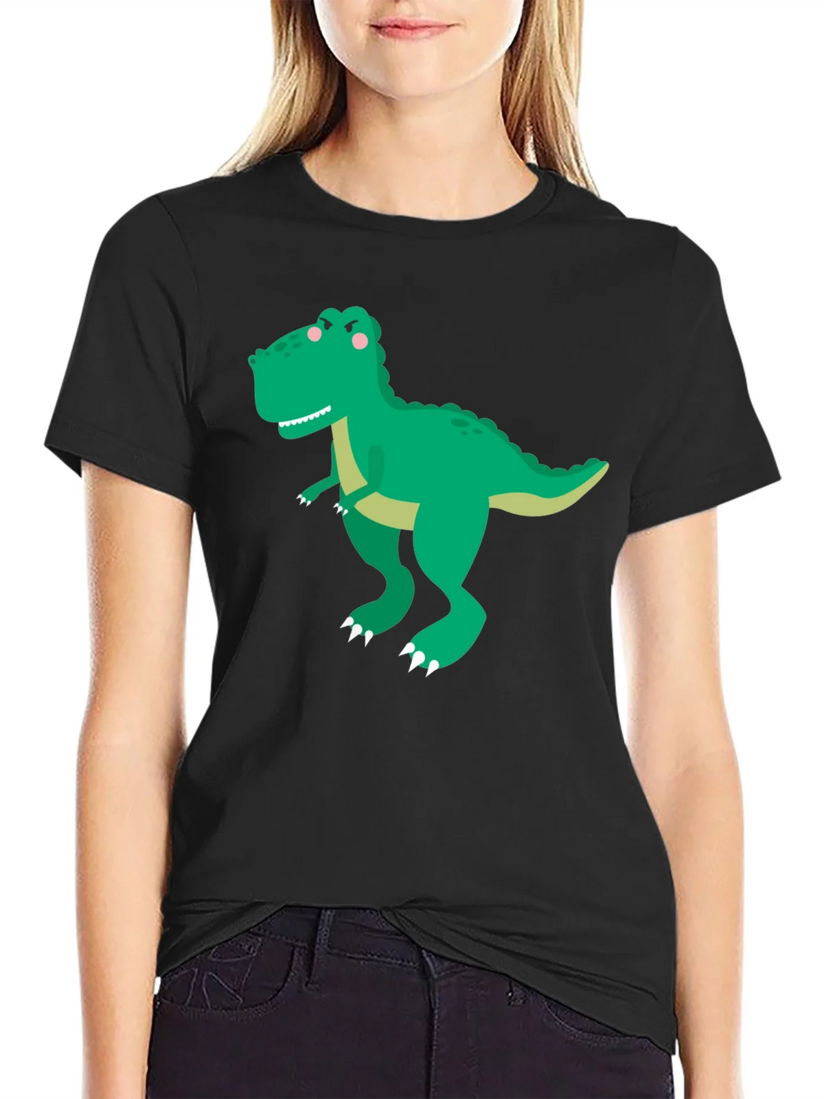 Dinosaur Graphic Tee - Classic Black Cotton T-Shirt product image 2