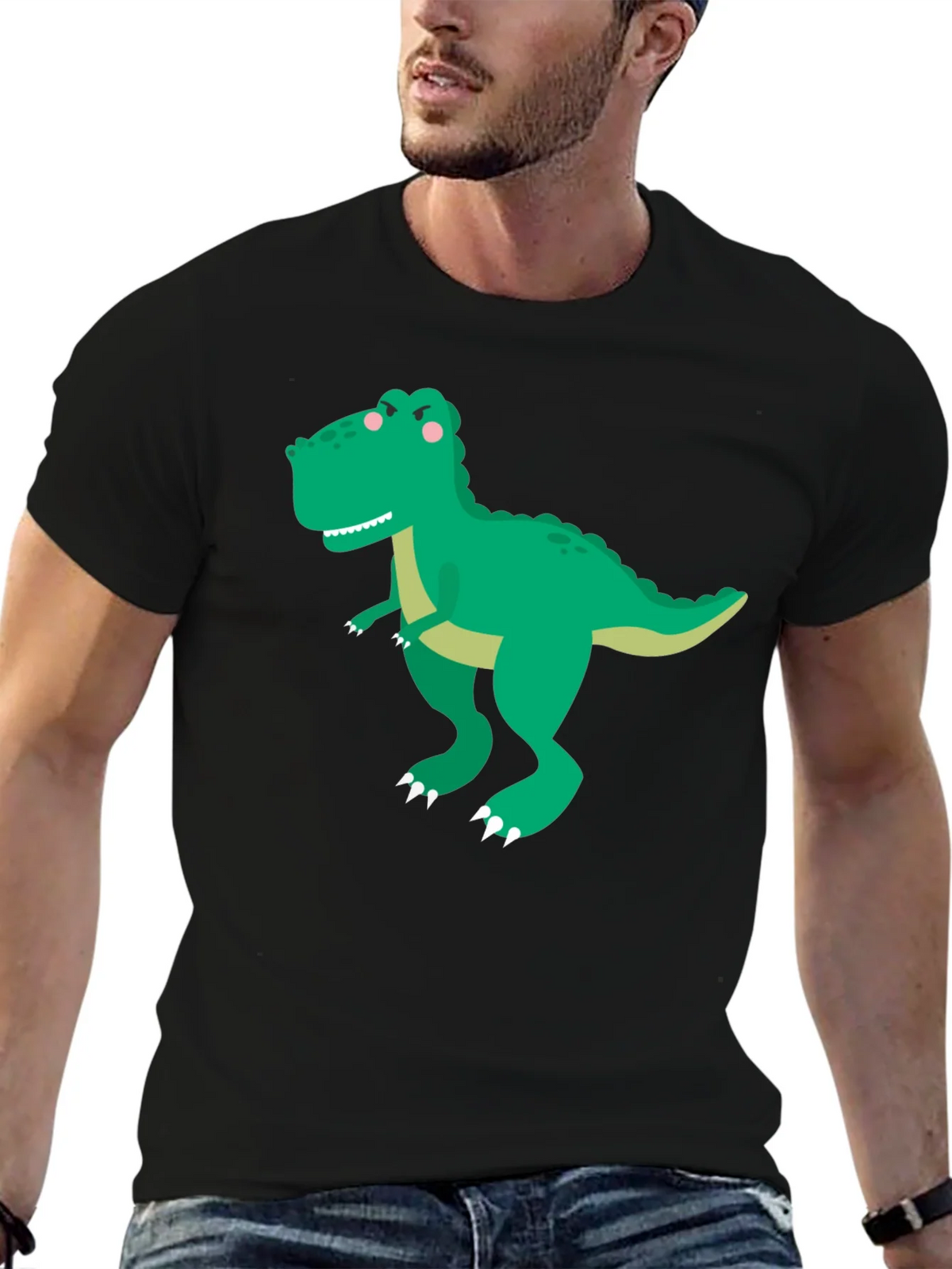 Dinosaur Graphic Tee - Classic Black Cotton T-Shirt product image 6