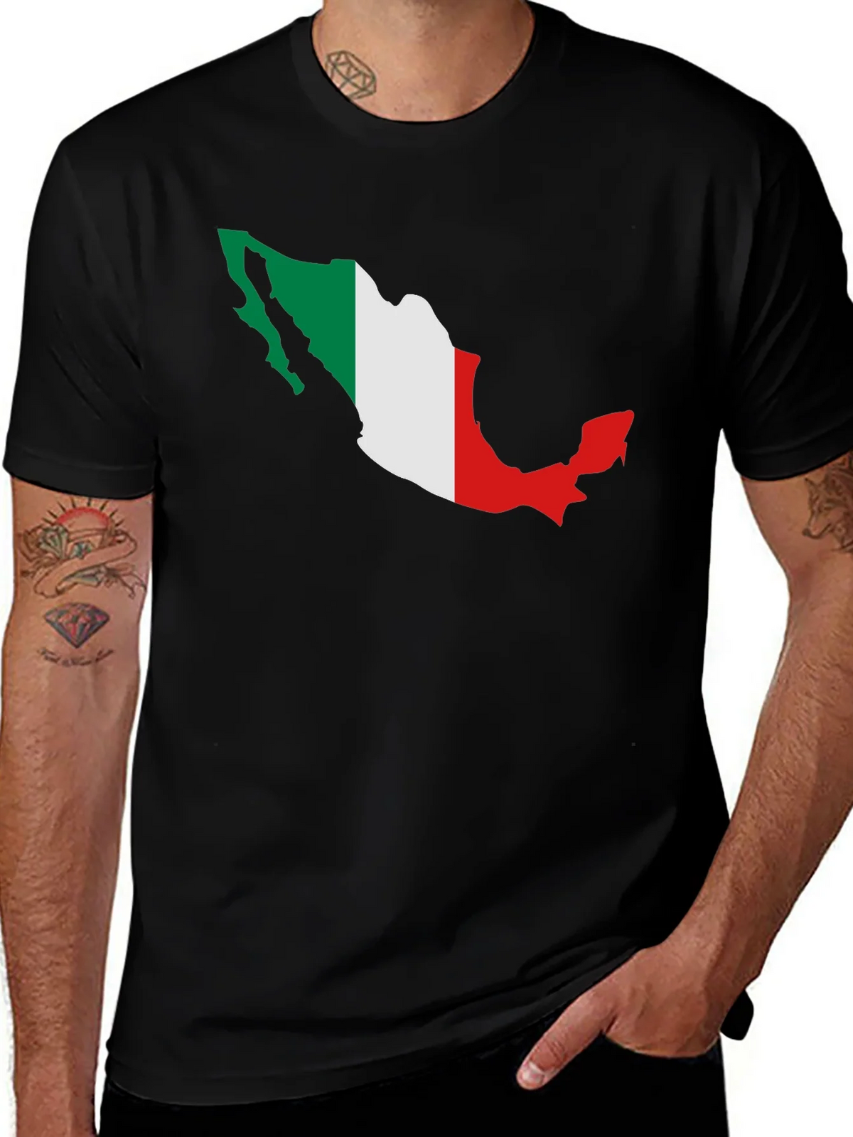 Mexico Flag Map Graphic Tee - Black Short Sleeve T-Shirt product image 1