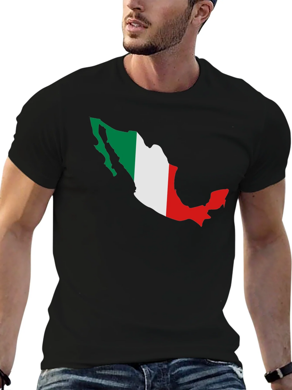 Mexico Flag Map Graphic Tee - Black Short Sleeve T-Shirt product image 9