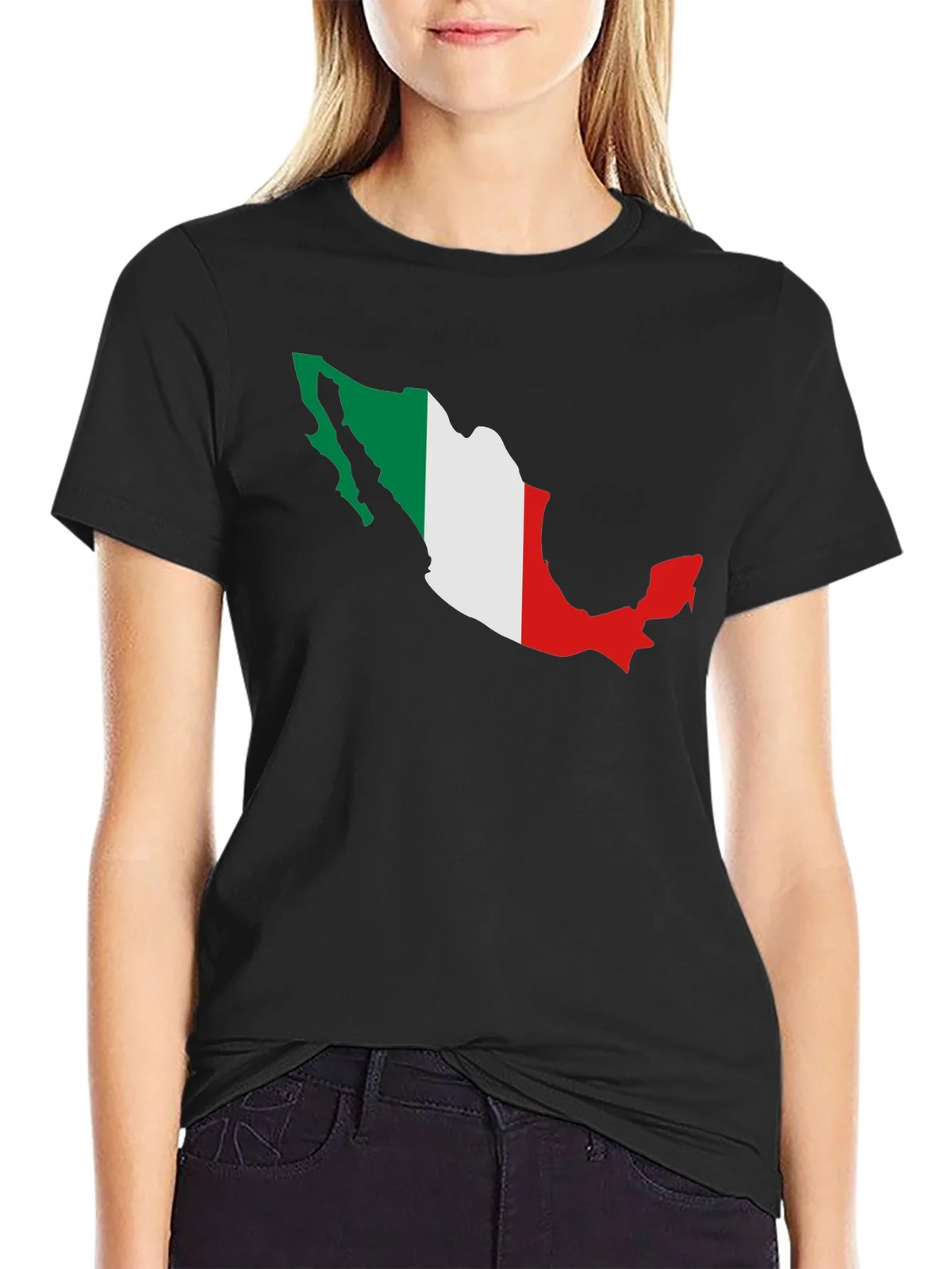 Mexico Flag Map Graphic Tee - Black Short Sleeve T-Shirt product image 5