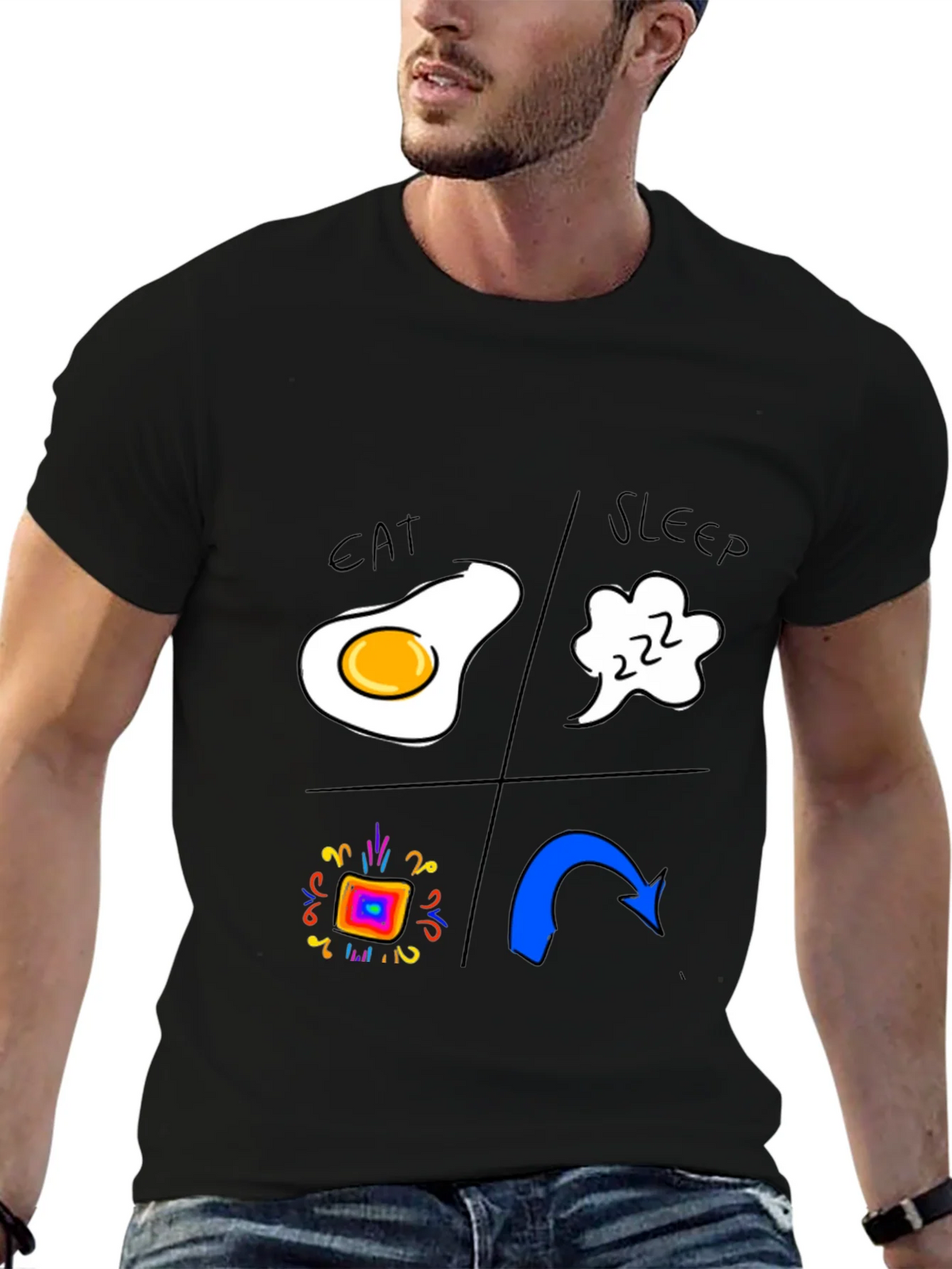 Eat Sleep Rave Repeat Black T-Shirt product image 9