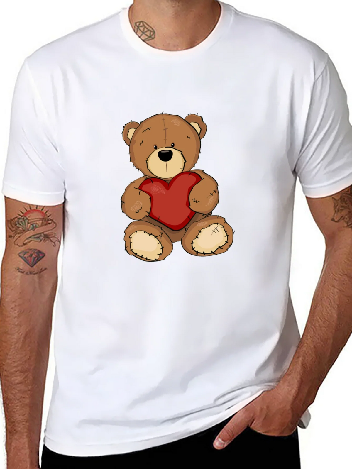 Teddy Bear Heart Graphic Tee - Mens Black T-Shirt product image 10