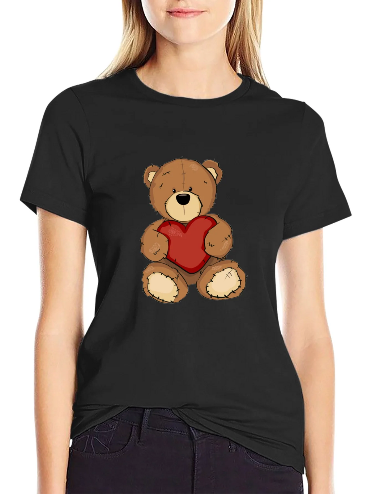 Teddy Bear Heart Graphic Tee - Mens Black T-Shirt product image 5