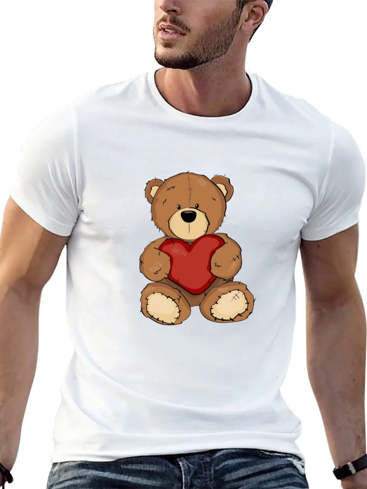 Teddy Bear Heart Graphic Tee - Mens Black T-Shirt product image 4