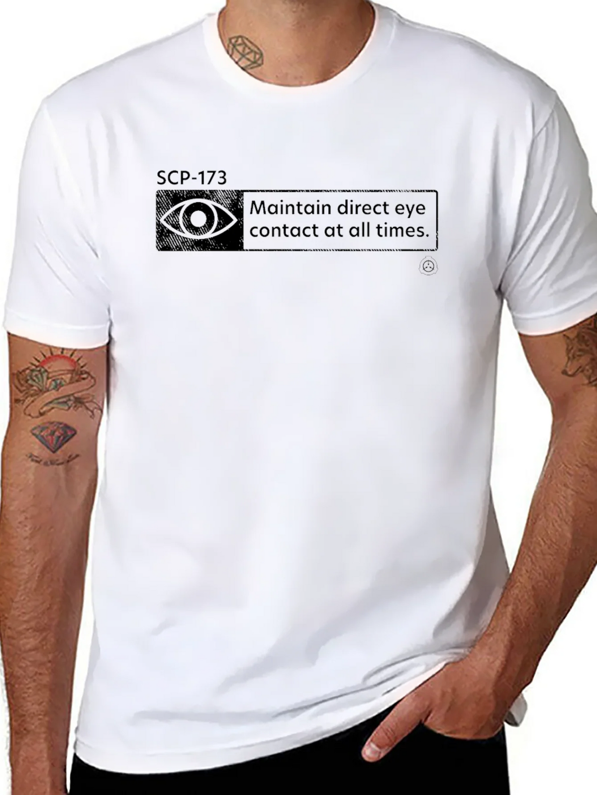 SCP-173 Eye Contact Warning T-Shirt - Foundation product image 7