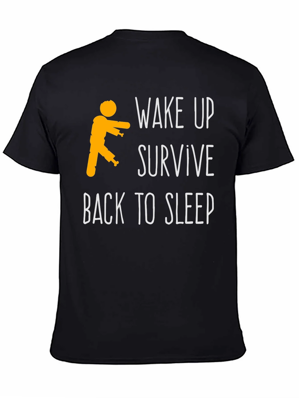 Zombie Wake Up Survive Back To Sleep Mens Black T-Shirt product image 4