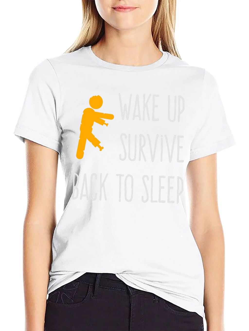 Zombie Wake Up Survive Back To Sleep Mens Black T-Shirt product image 8