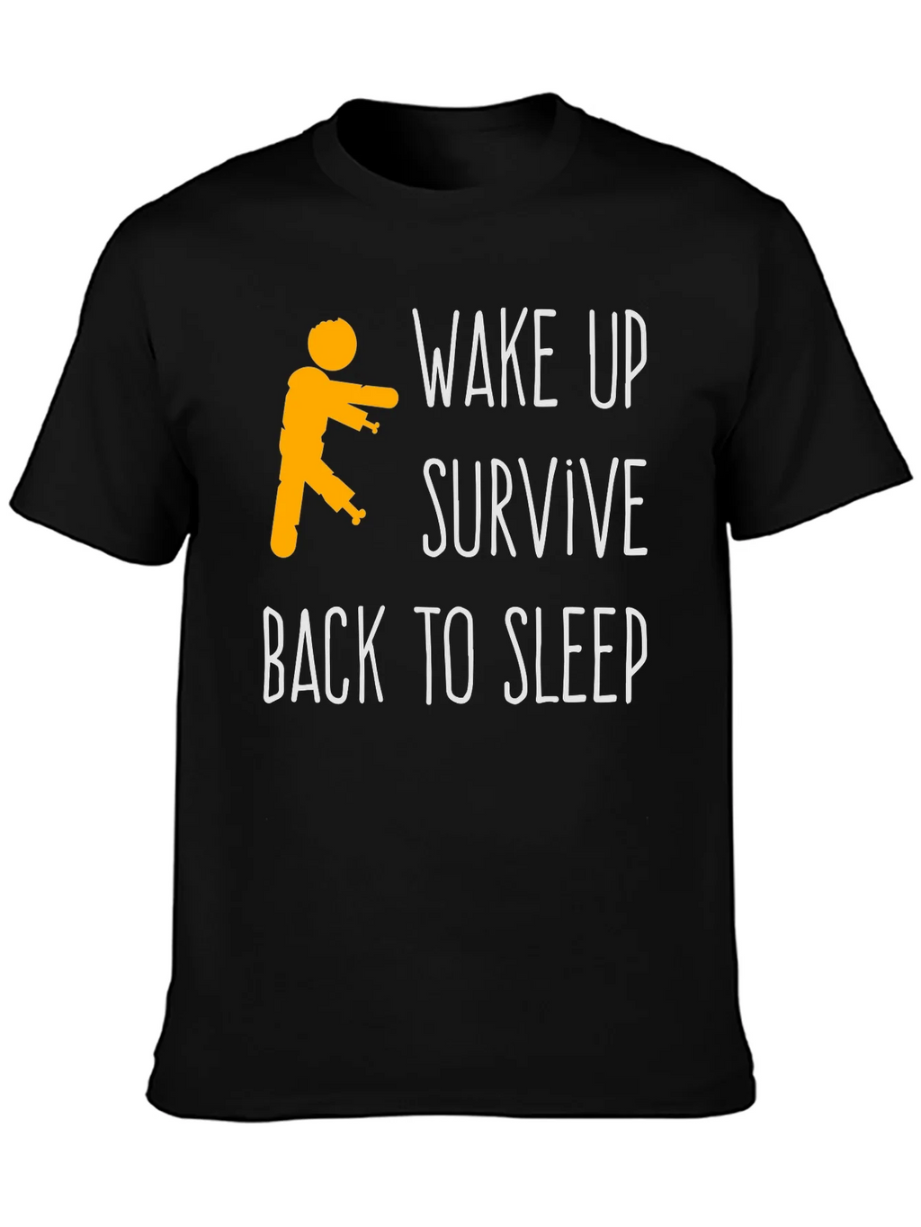Zombie Wake Up Survive Back To Sleep Mens Black T-Shirt product image 3