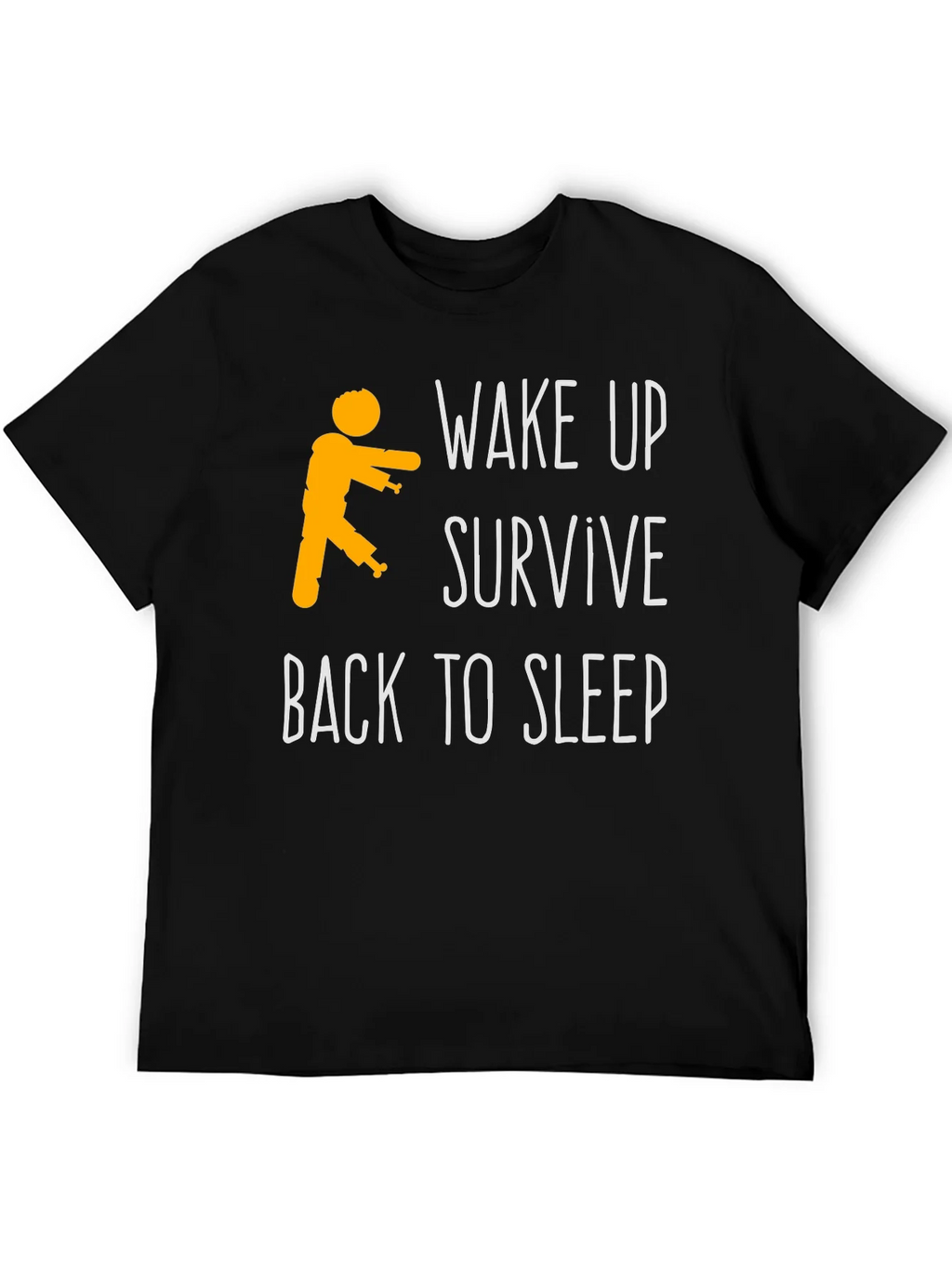 Zombie Wake Up Survive Back To Sleep Mens Black T-Shirt product image 5