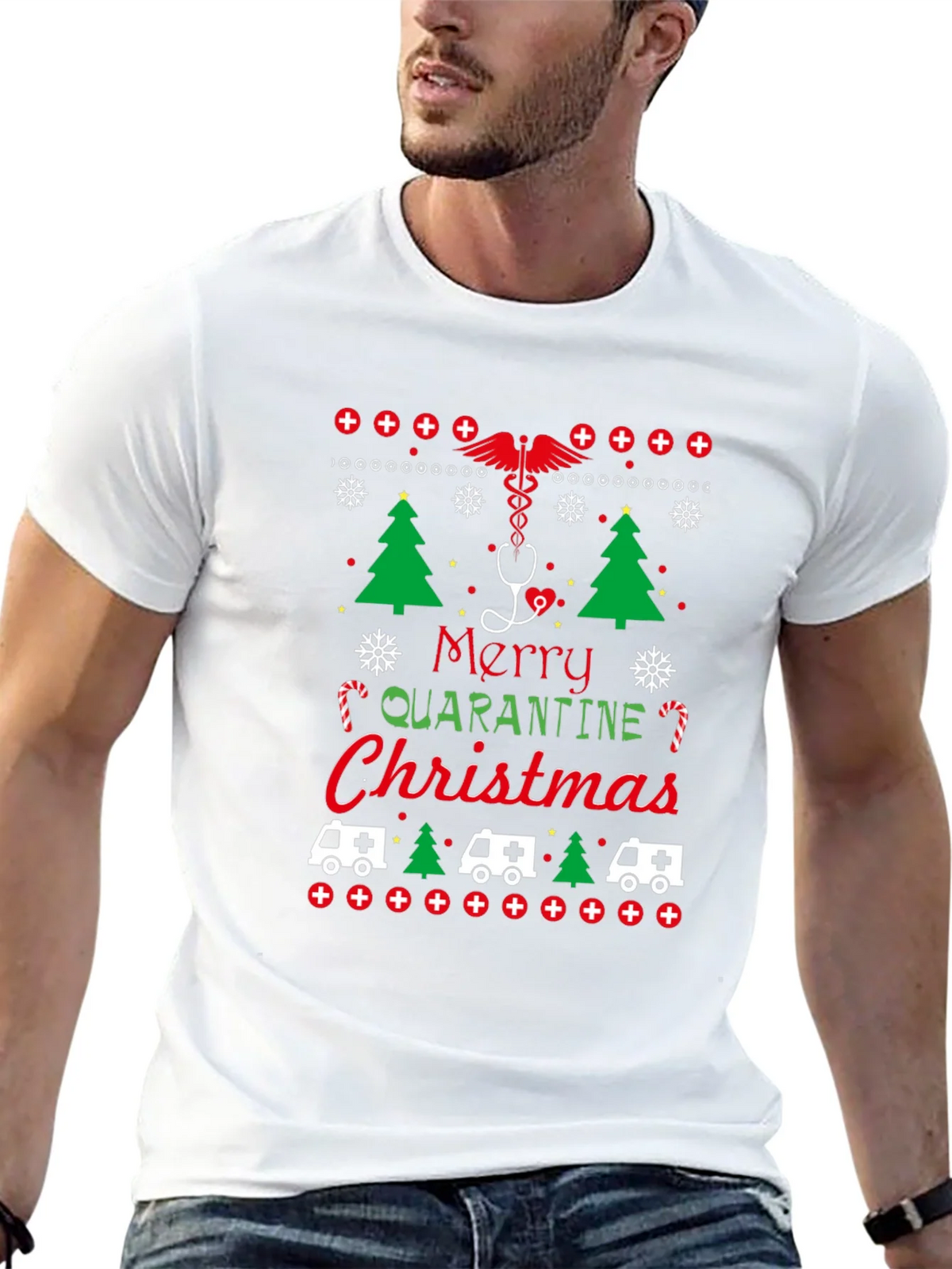 Merry Quarantine Christmas Graphic Tee product image 4