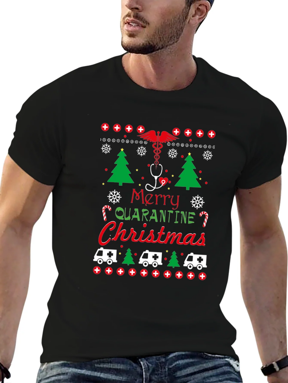 Merry Quarantine Christmas Graphic Tee product image 9