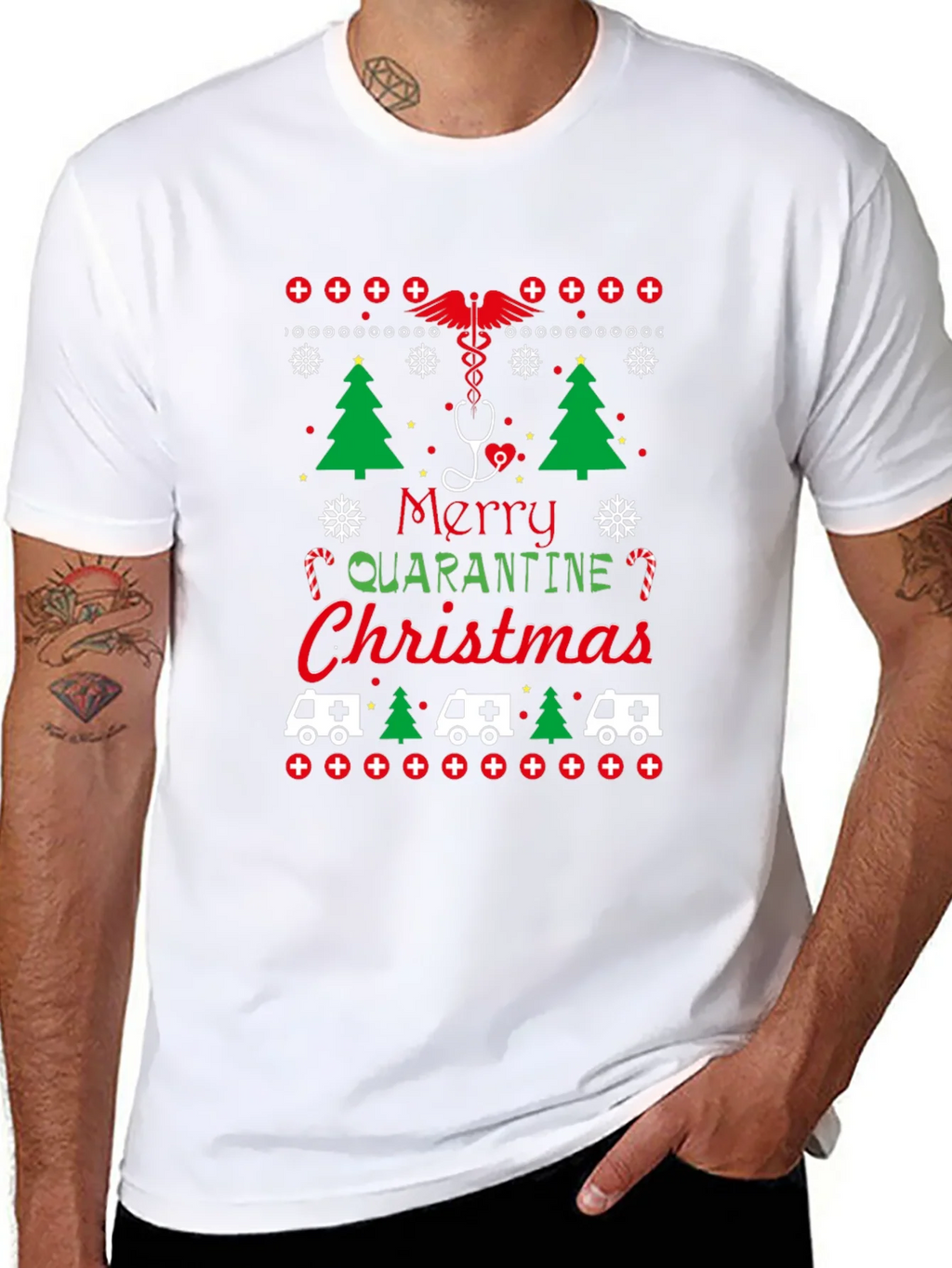 Merry Quarantine Christmas Graphic Tee product image 10